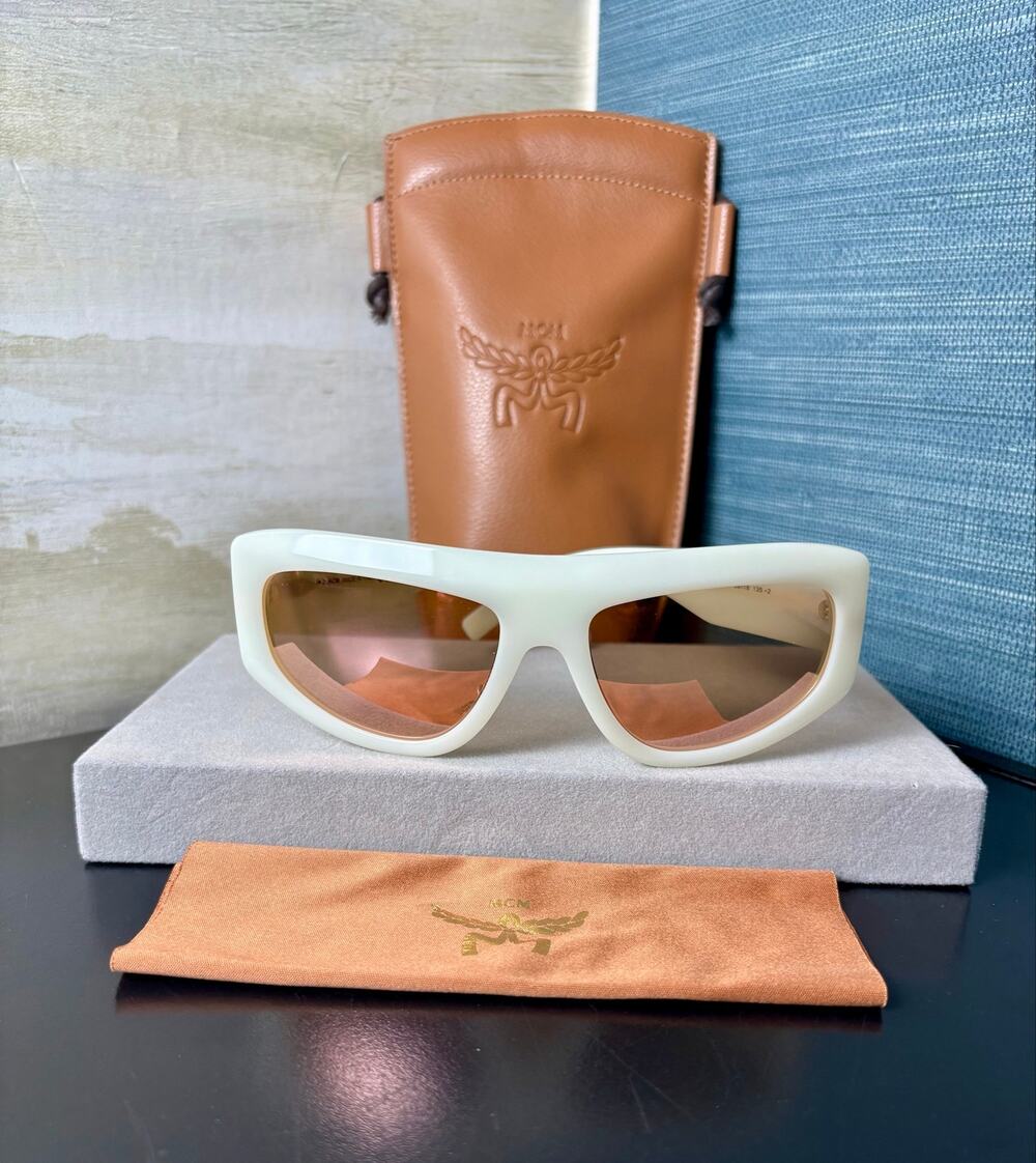 New w/ Case - MCM Unisex Sunglasses - White/Bordeaux Lens